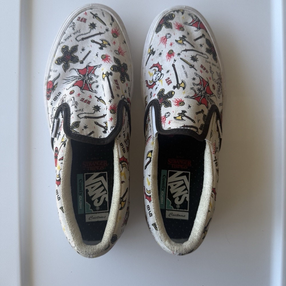 Vans x Stranger Things Customs Hellfire Club Slip On Shoes Womens 9.5 Men's 8